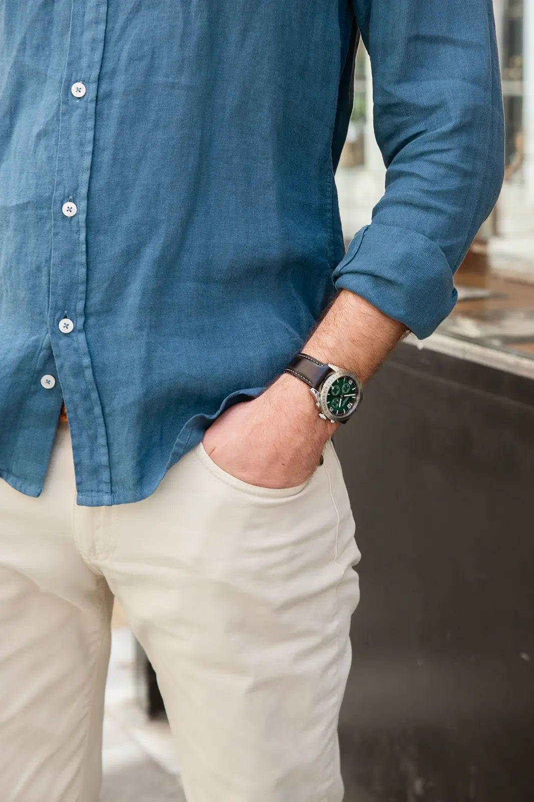 CAMISA DE LINO AZUL