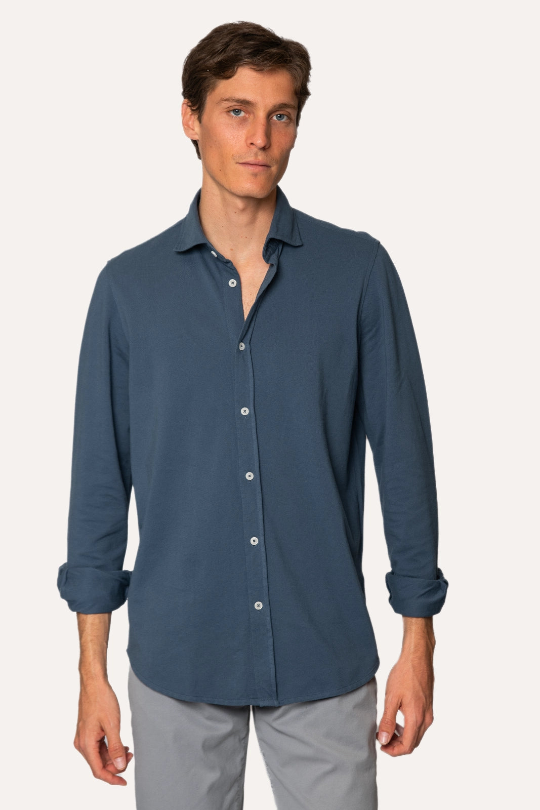 CAMISA DE PIQUÉ AZUL OSCURO