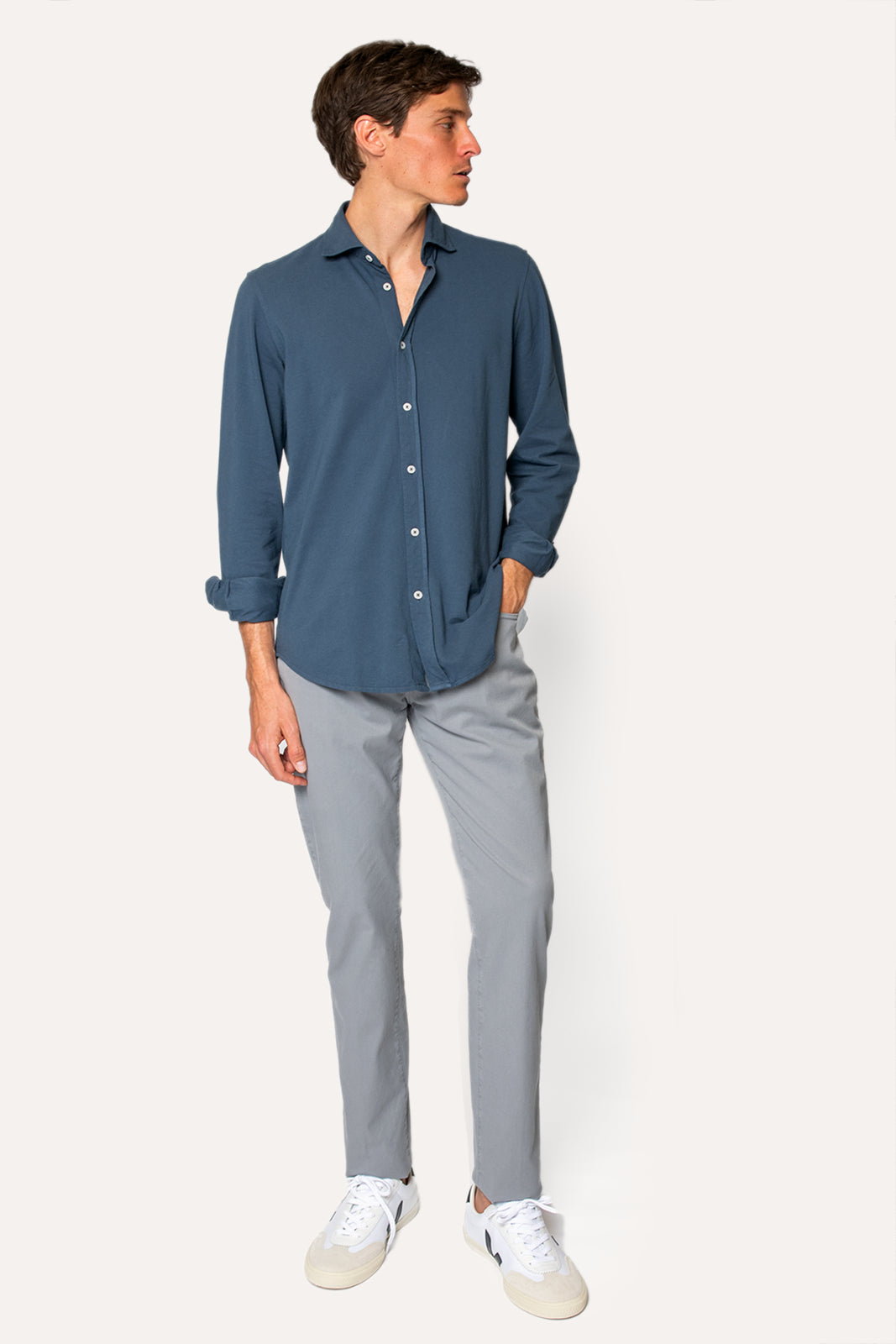 CAMISA DE PIQUÉ AZUL OSCURO
