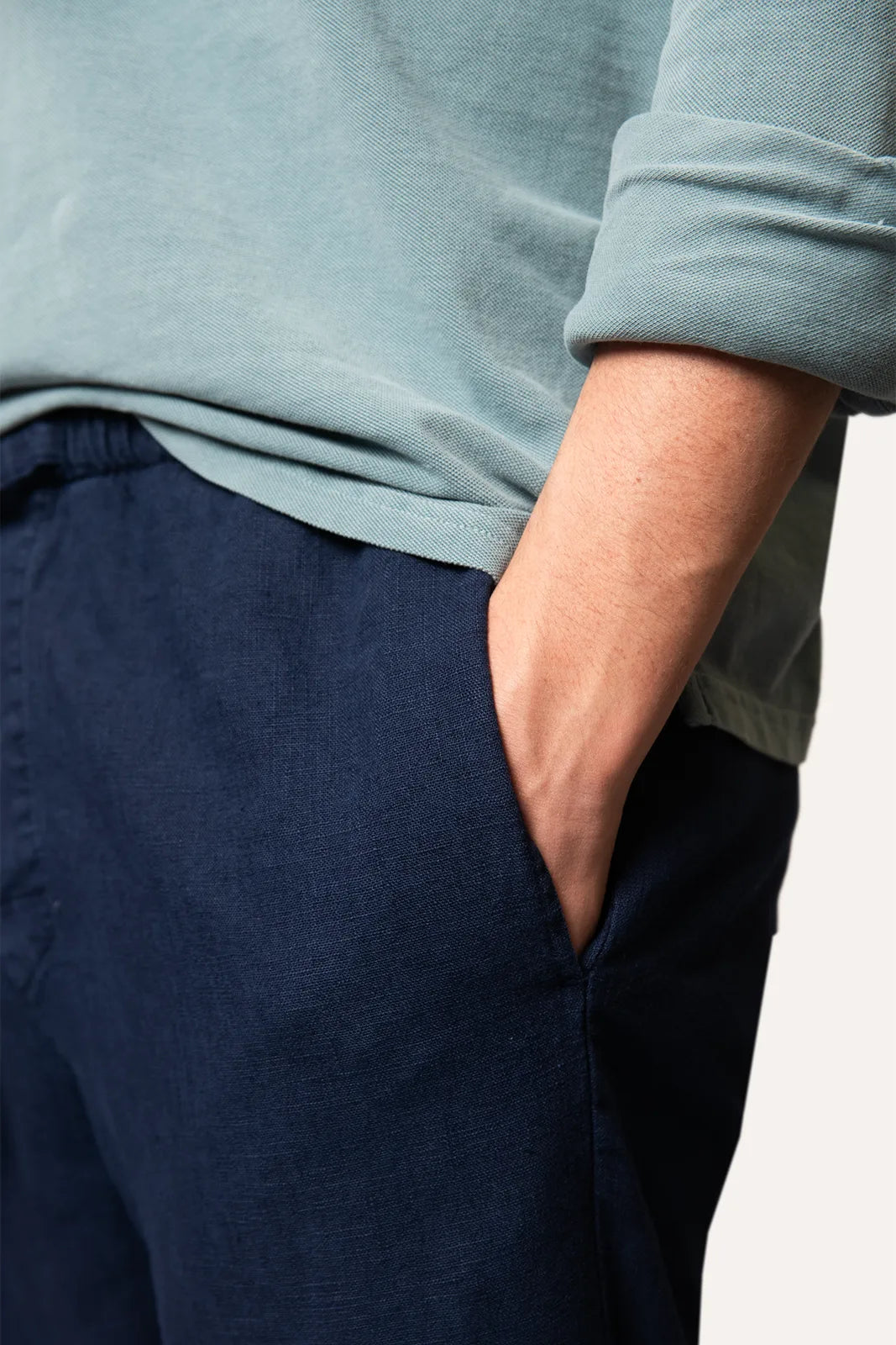 PANTALONES DE LINO AZUL MARINO