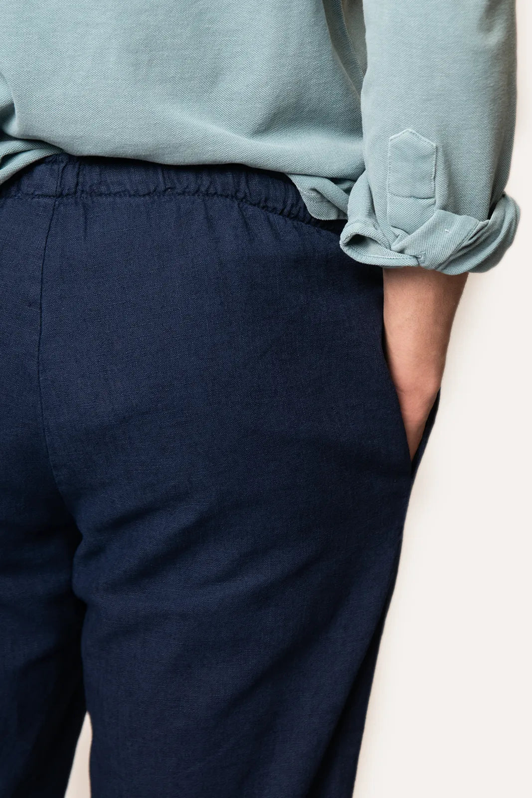 PANTALONES DE LINO AZUL MARINO