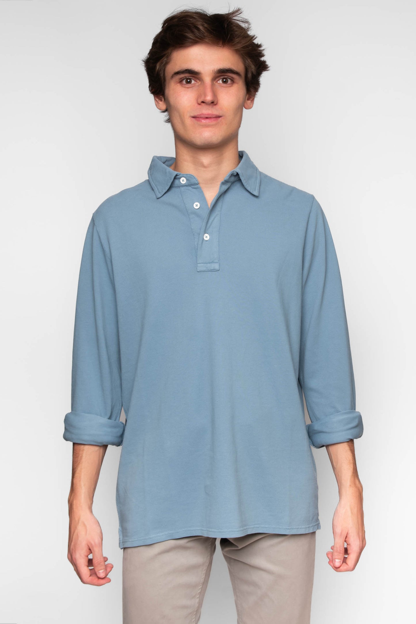 POLO PIQUÉ MANGA LARGA AZUL