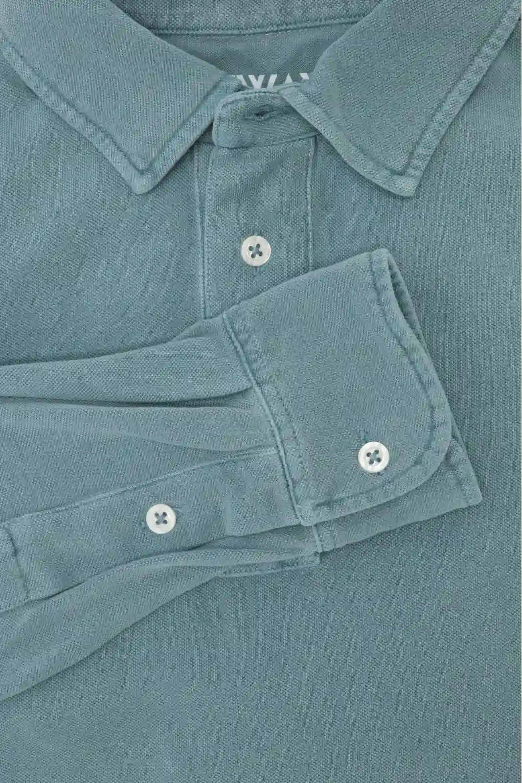 POLO PIQUÉ MANGA LARGA VERDE LAVADO