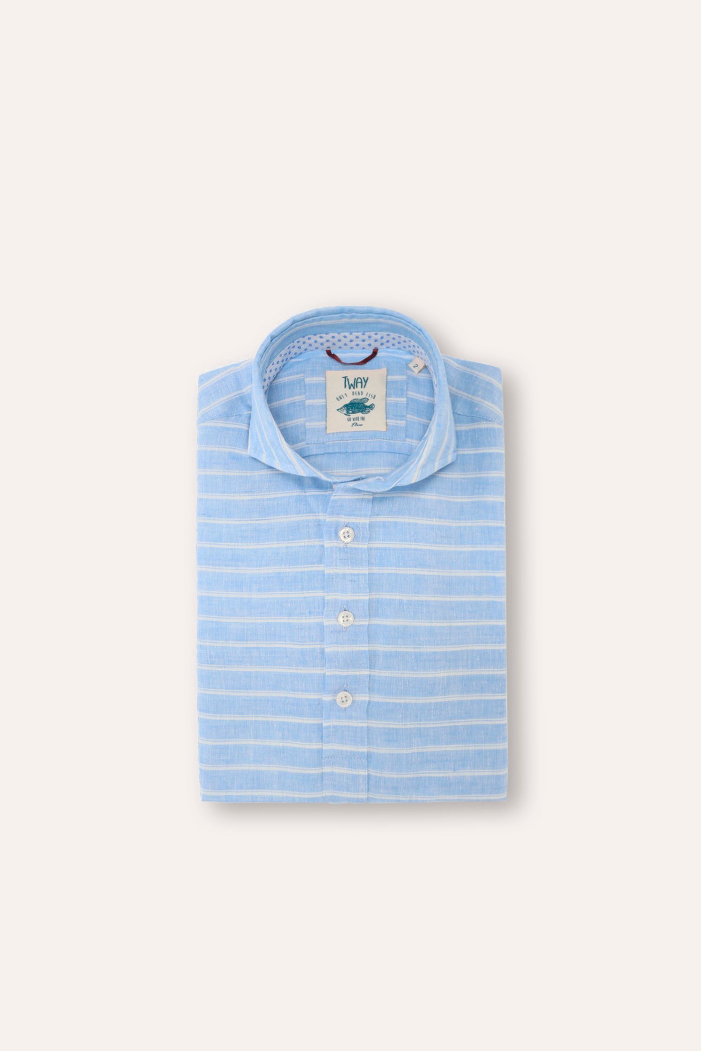 Polera Lino Azul Rayas Tway