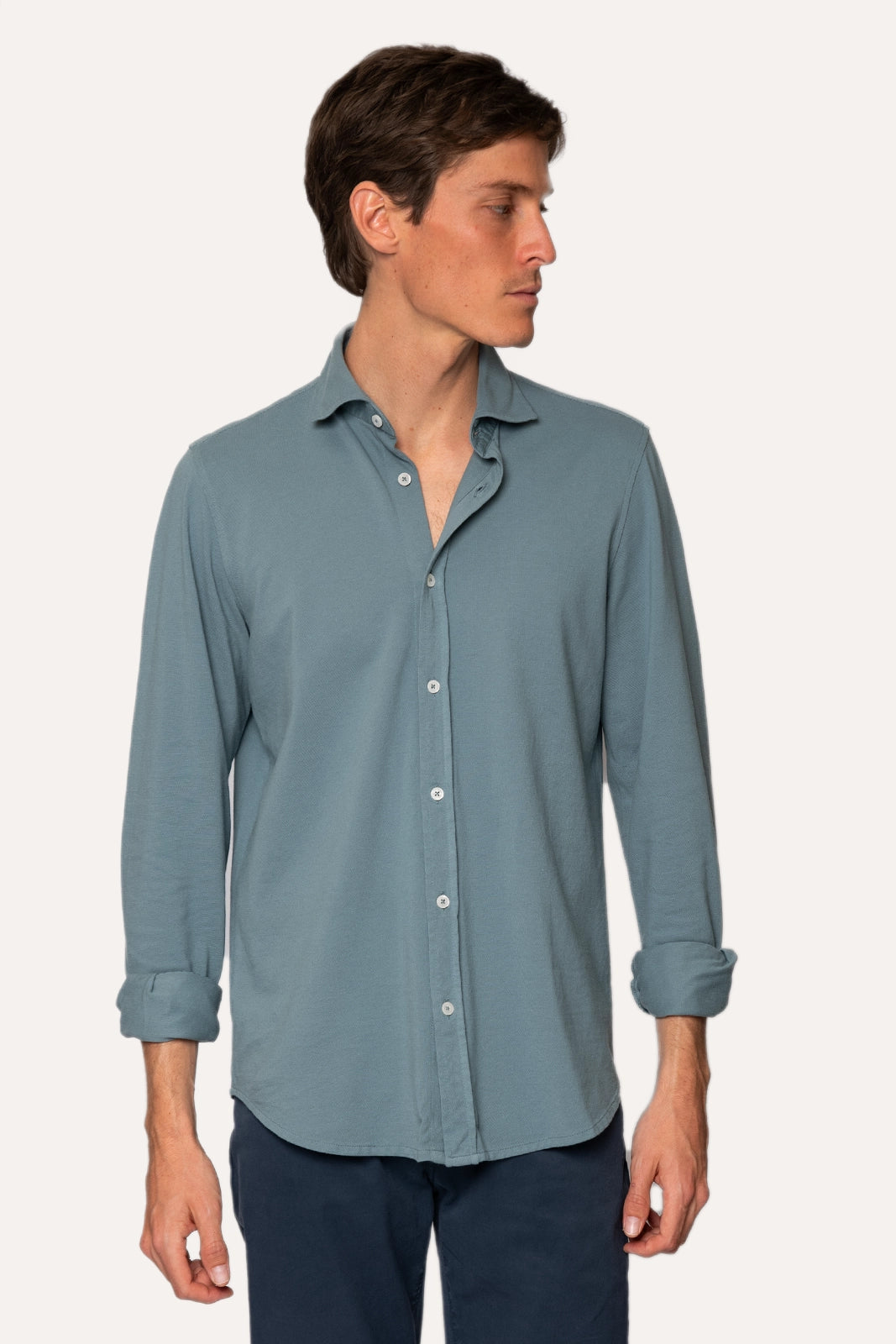 CAMISA DE PIQUÉ VERDE AZULADO