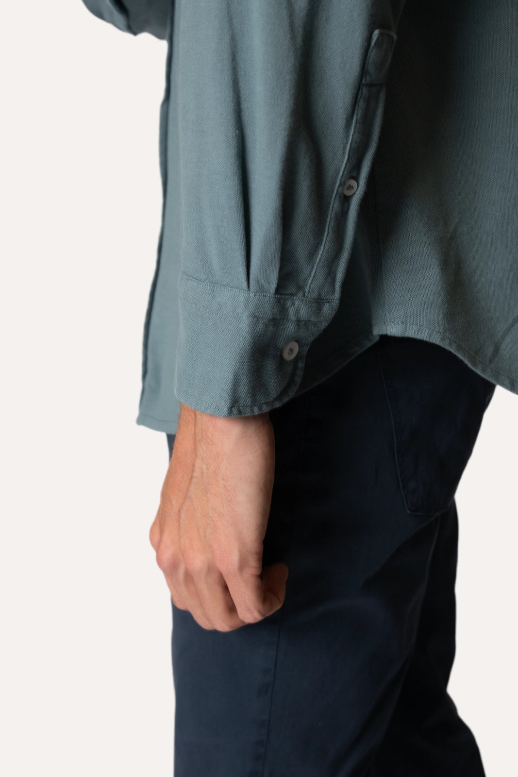 CAMISA DE PIQUÉ VERDE AZULADO
