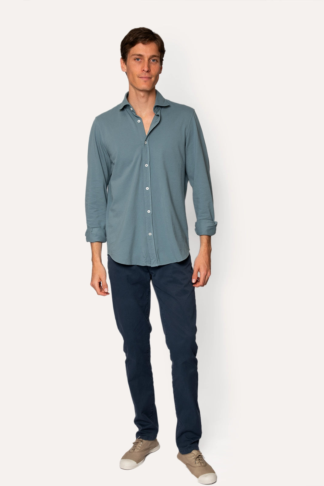 CAMISA DE PIQUÉ VERDE AZULADO