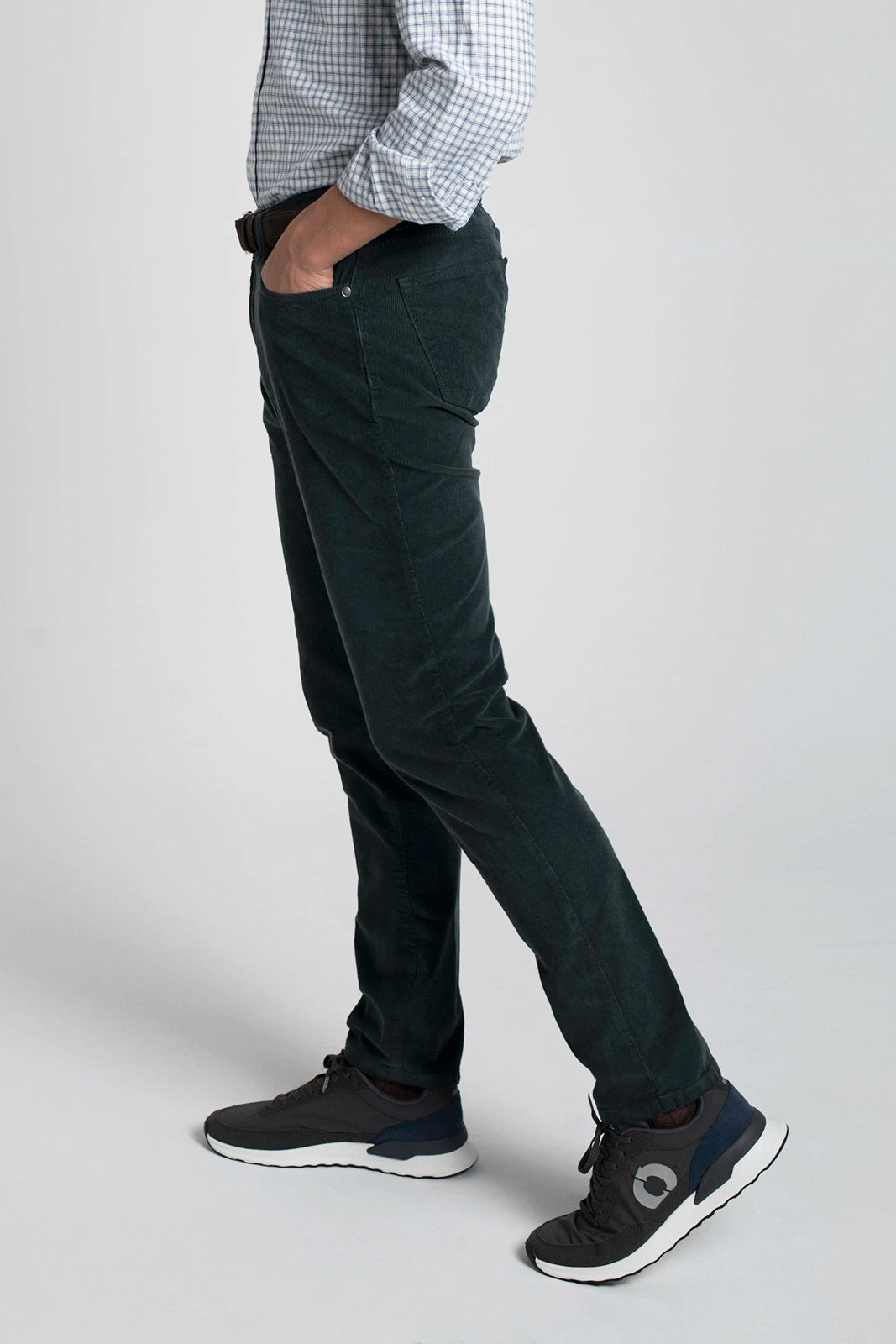 PANTALÓN 5 BOLSILLOS DE PANA AZUL VERDOSO