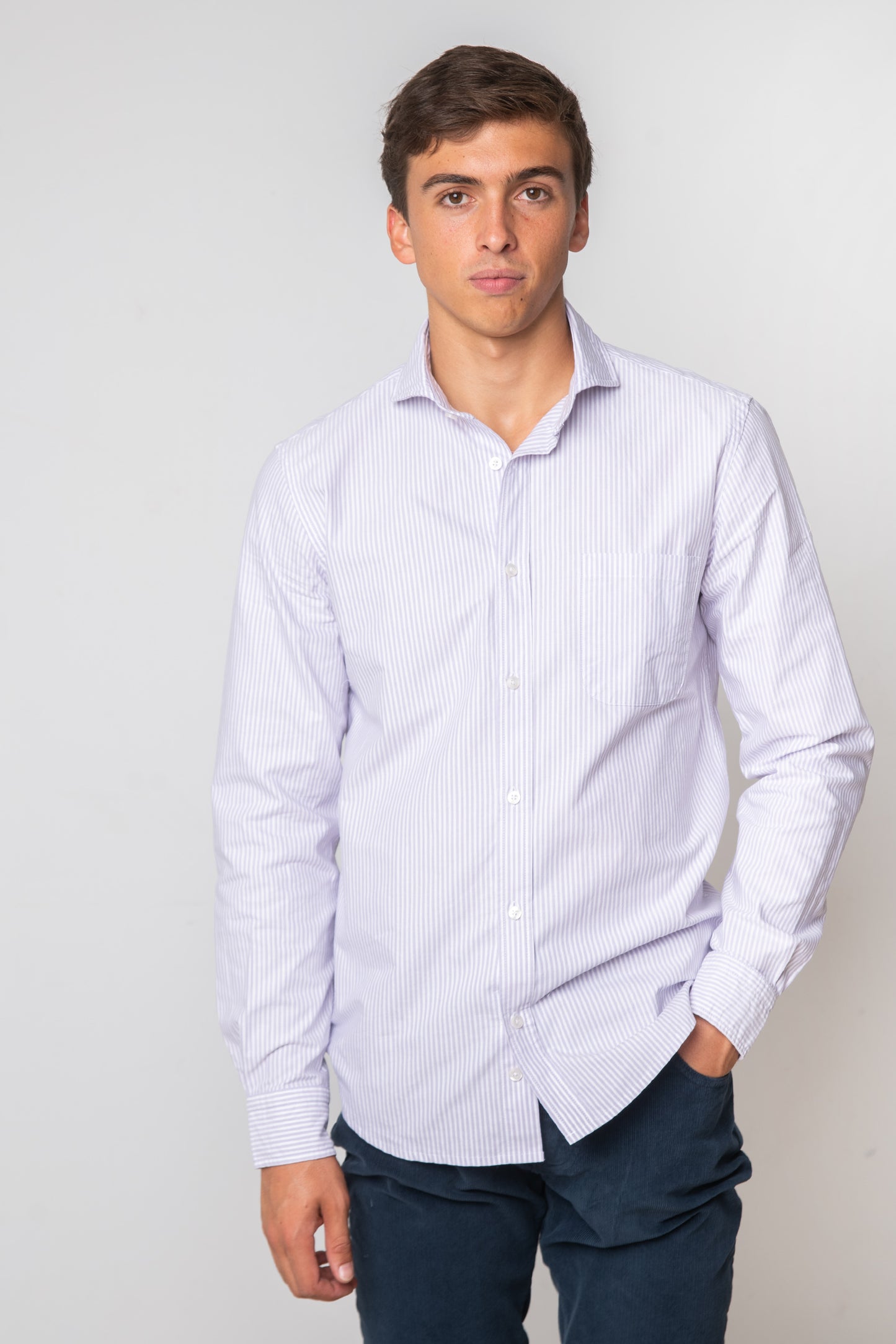 CAMISA DE RAYAS MALVA