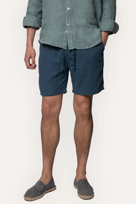 BERMUDAS DE LINO AZUL