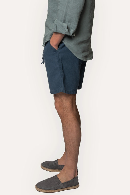 BERMUDAS DE LINO AZUL