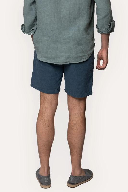 BERMUDAS DE LINO AZUL