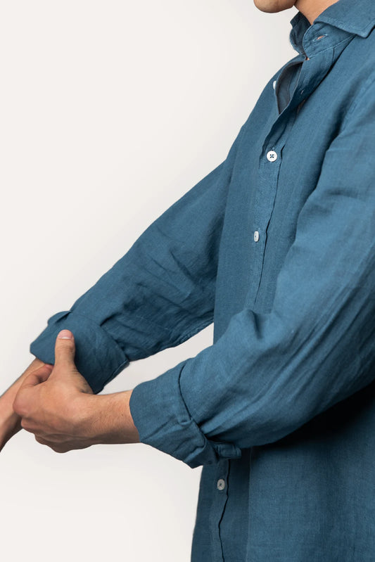 CAMISA DE LINO AZUL