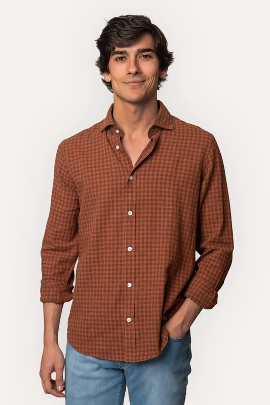 CAMISA TEJA DE LINO CON CUADROS