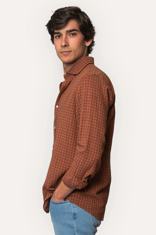 CAMISA TEJA DE LINO CON CUADROS