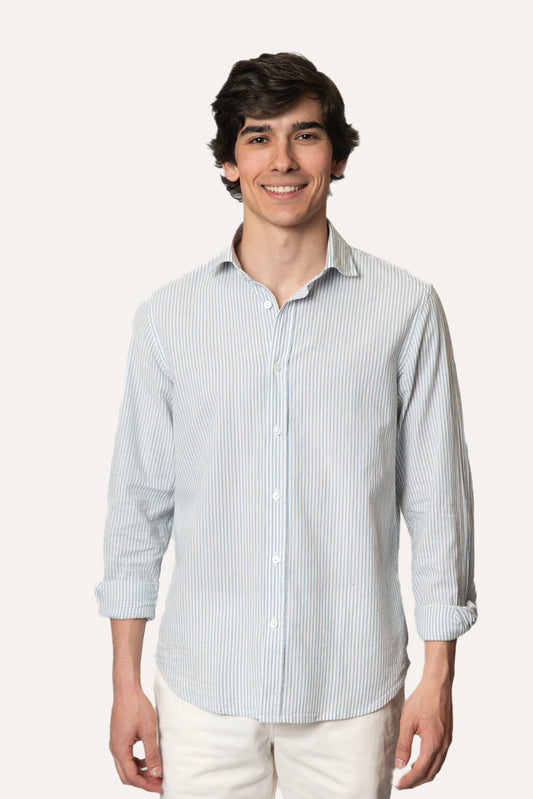 CAMISA DE RAYAS AZULES Y BLANCAS