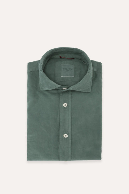 CAMISA DE MICROPANA VERDE LAVADO