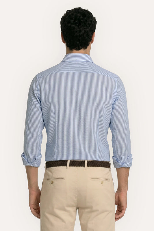 CAMISA RAYAS AZULES SEERSUCKER