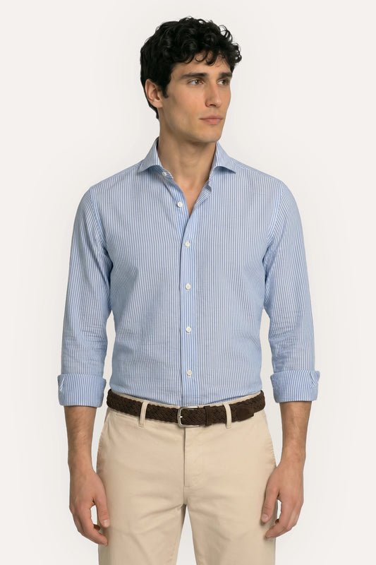 CAMISA RAYAS AZULES SEERSUCKER