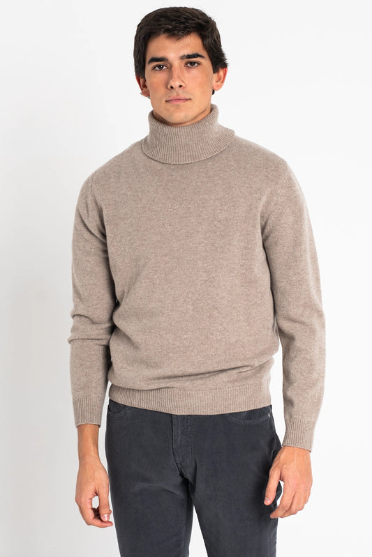 JERSEY DE CUELLO VUELTO BEIGE