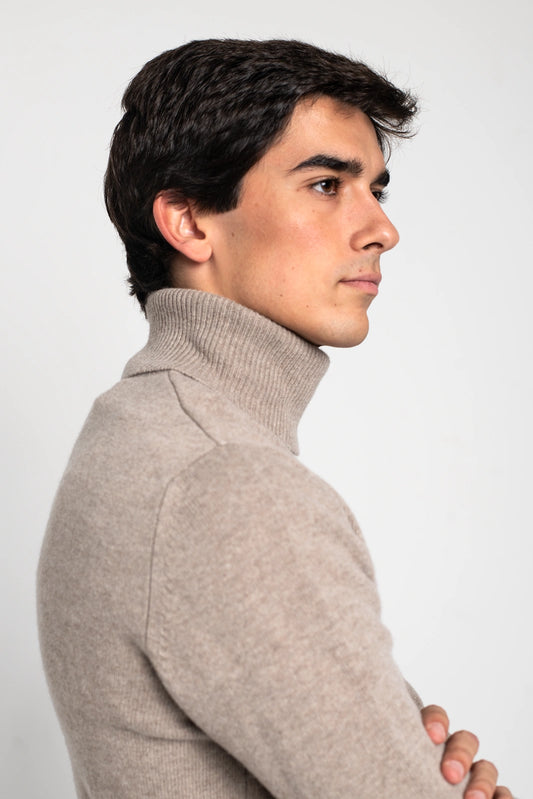 JERSEY DE CUELLO VUELTO BEIGE