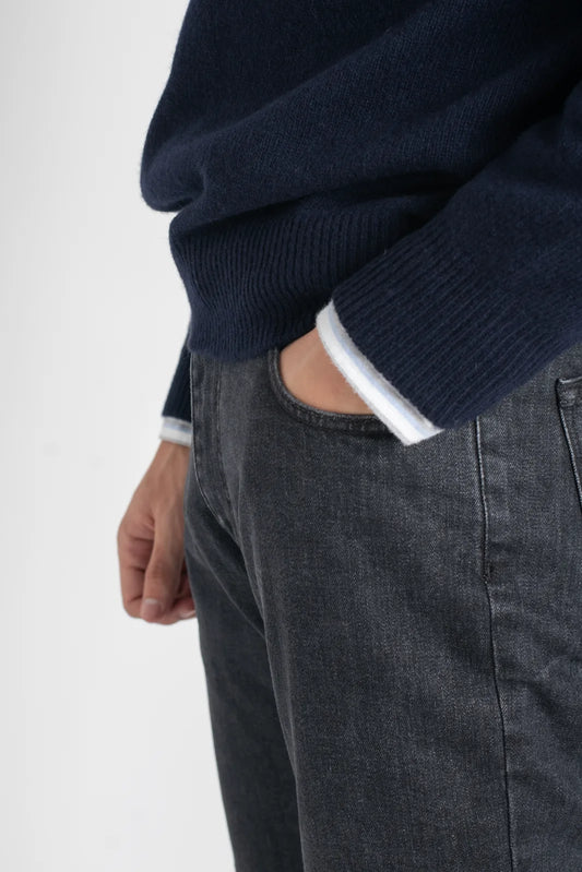 JERSEY CUELLO A CAJA AZUL MARINO