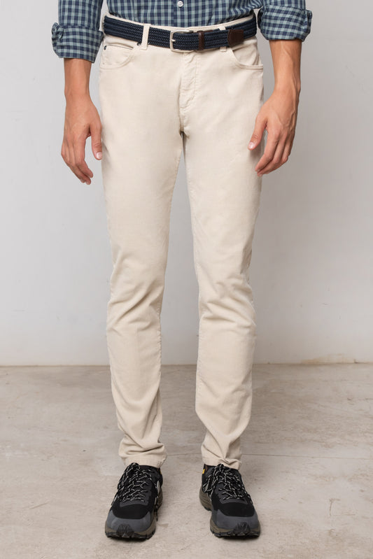 PANTALÓN 5 BOLSILLOS DE PANA HUESO