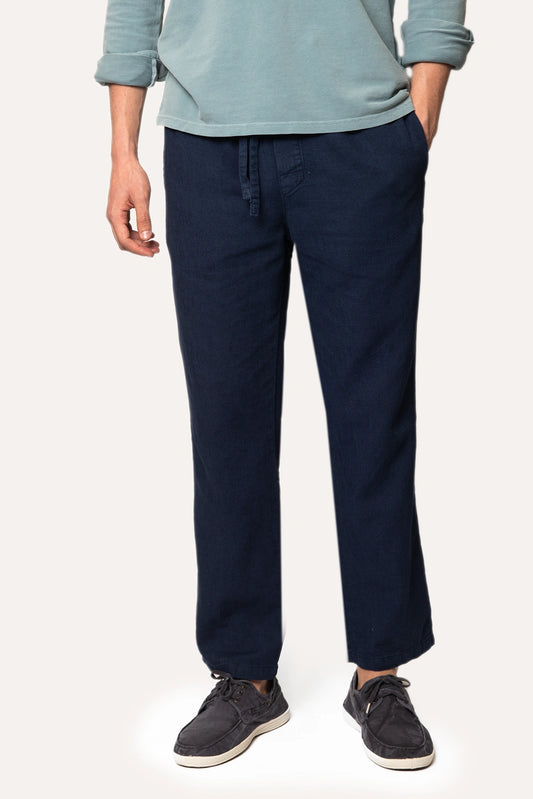 PANTALONES DE LINO AZUL MARINO