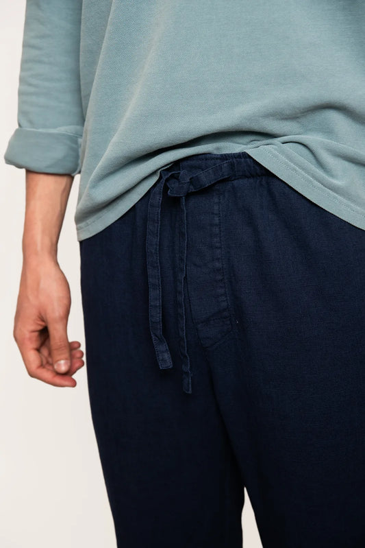 PANTALONES DE LINO AZUL MARINO