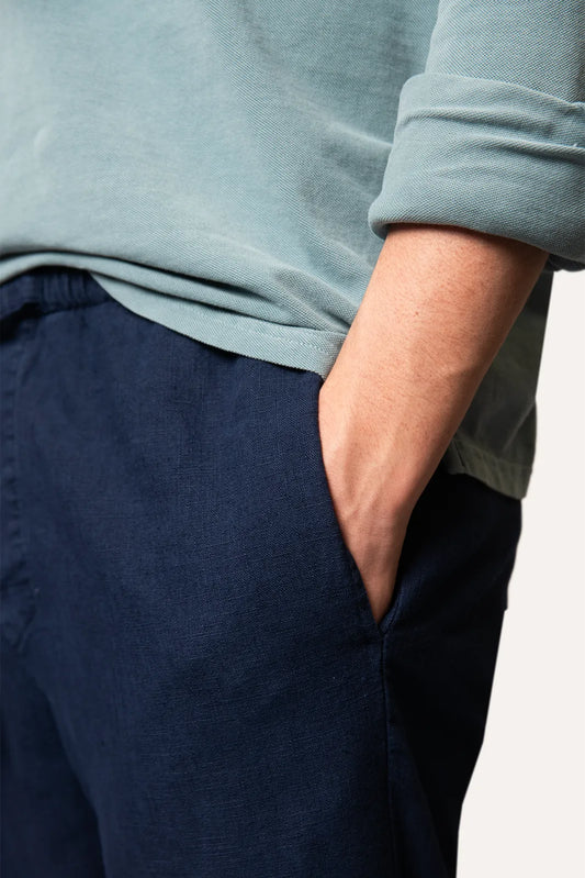 PANTALONES DE LINO AZUL MARINO