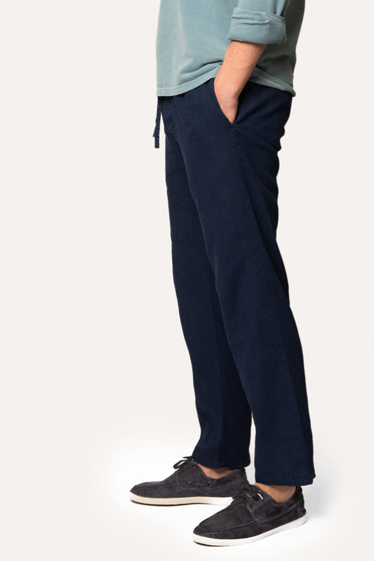 PANTALONES DE LINO AZUL MARINO