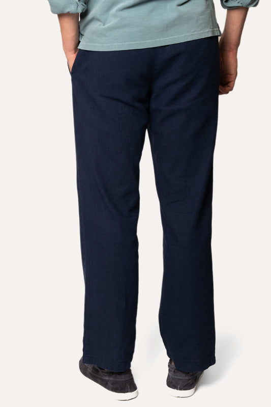PANTALONES DE LINO AZUL MARINO