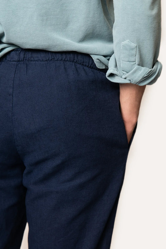 PANTALONES DE LINO AZUL MARINO