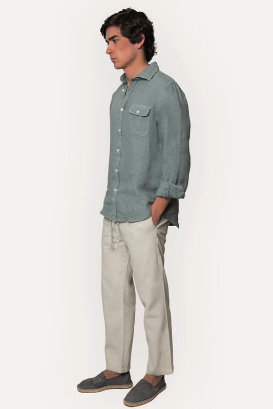 PANTALONES DE LINO BEIGE