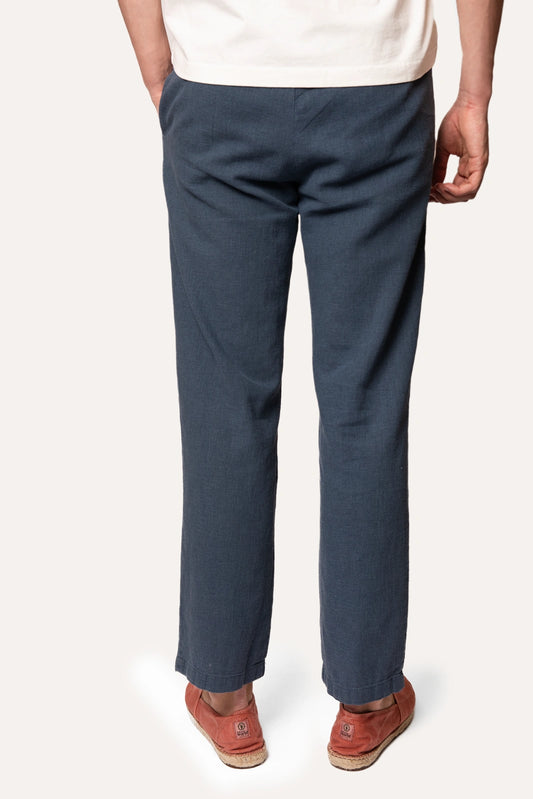 PANTALONES DE LINO AZUL