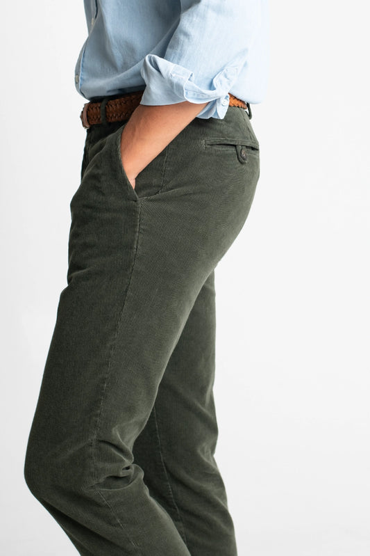 PANTALÓN CHINO PANA VERDE OLIVA