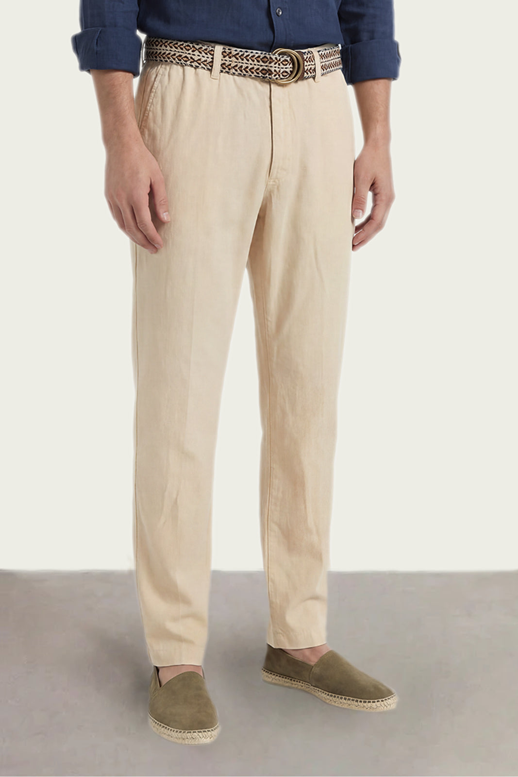 PANTALÓN CHINO LINO ESPIGA CRUDO