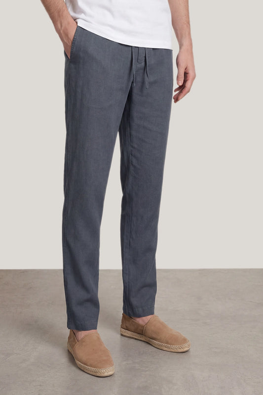 PANTALÓN LINO AZUL OSCURO