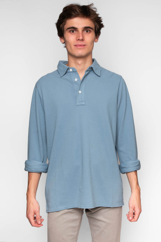 POLO PIQUÉ MANGA LARGA AZUL