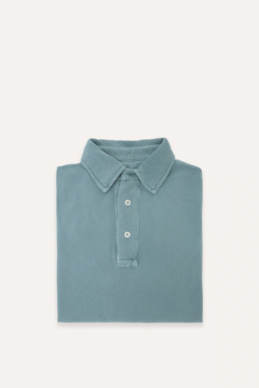 POLO PIQUÉ MANGA LARGA VERDE LAVADO