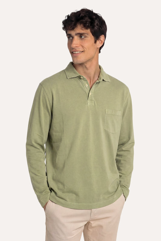 POLO MANGA LARGA JERSEY VERDE OLIVA