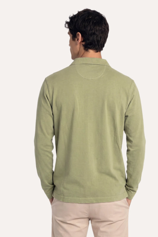 POLO MANGA LARGA JERSEY VERDE OLIVA