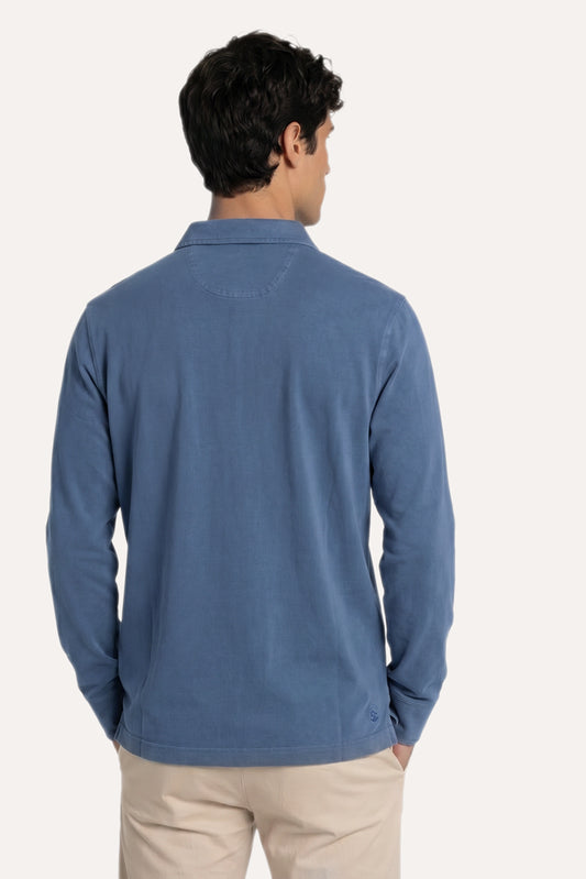 POLO MANGA LARGA JERSEY AZUL
