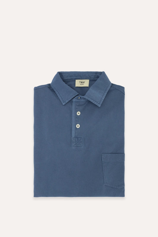POLO MANGA LARGA JERSEY AZUL