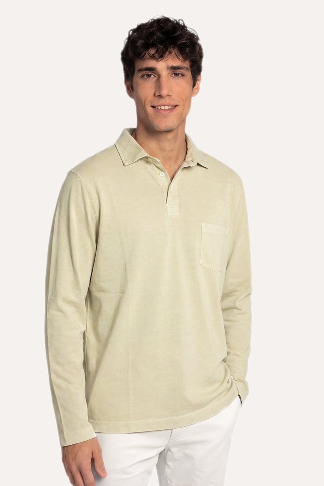 POLO MANGA LARGA JERSEY BEIGE