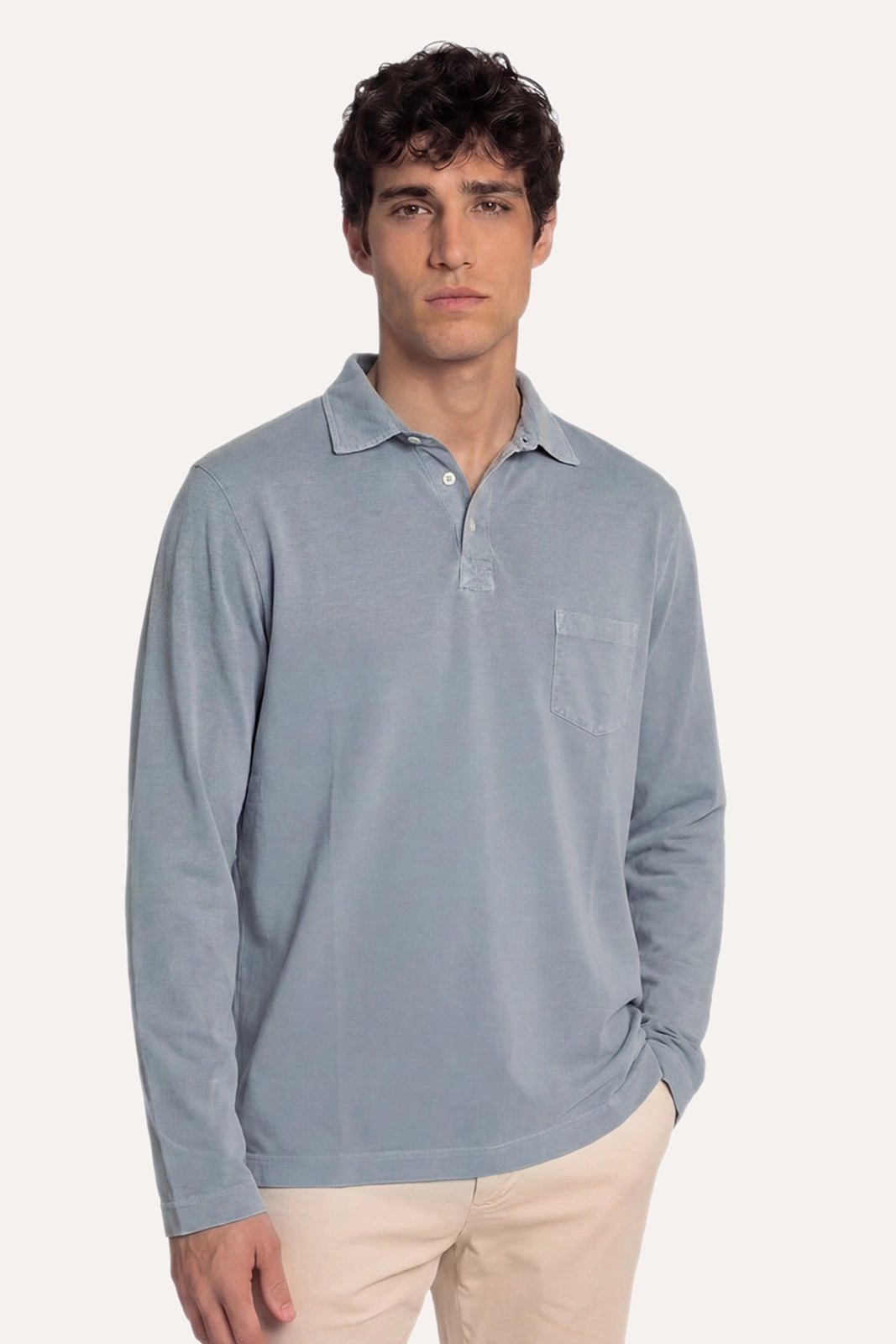 POLO MANGA LARGA JERSEY GRIS