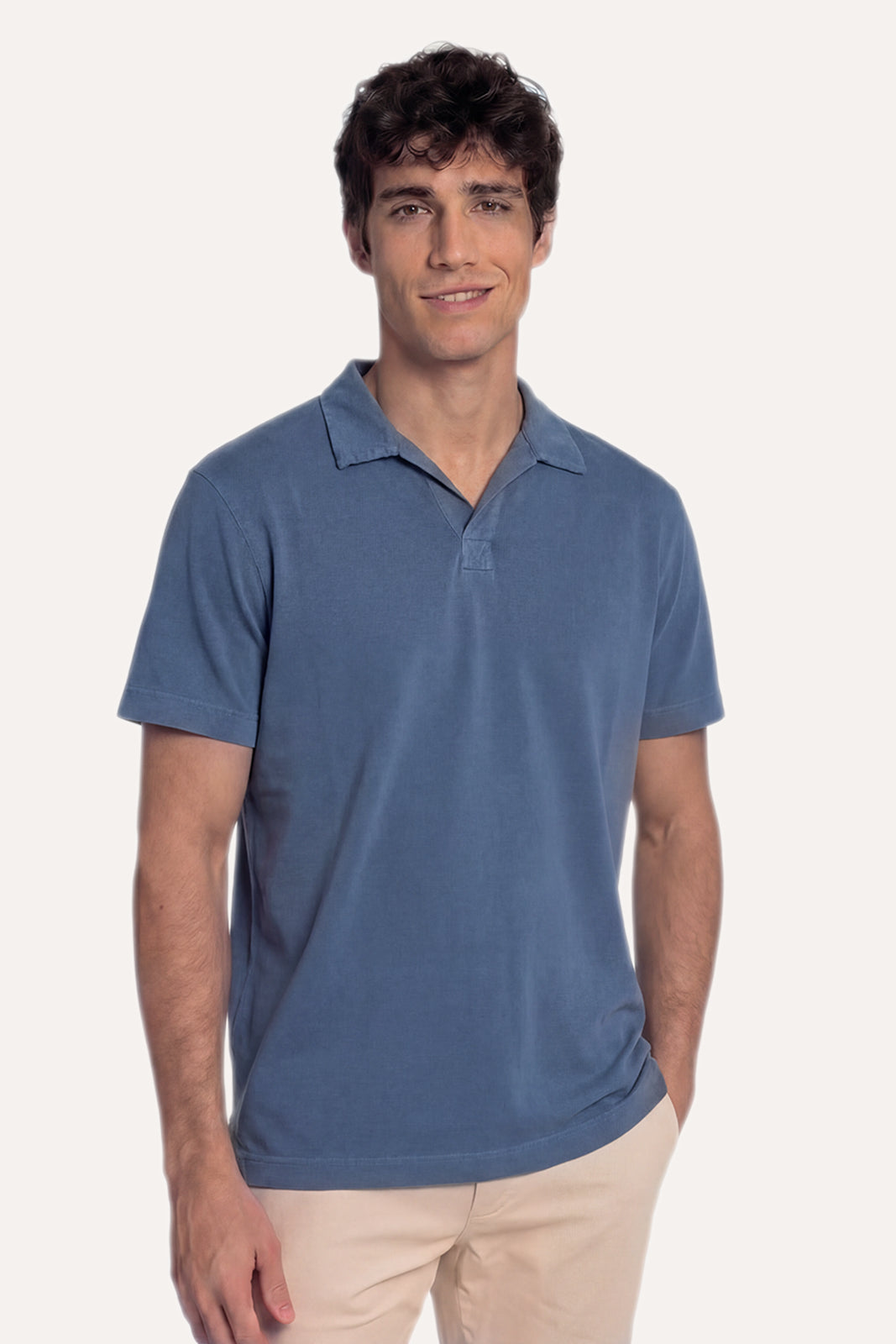 POLO JERSEY SIN BOTONES AZUL