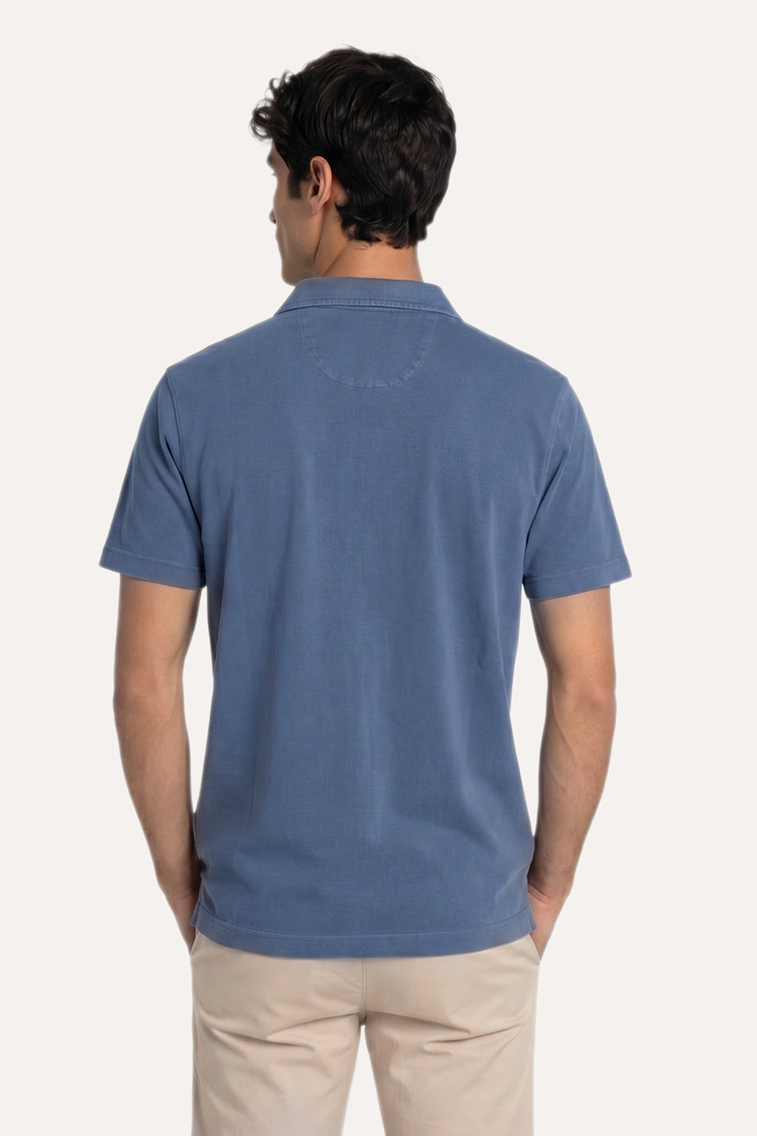 POLO JERSEY SIN BOTONES AZUL