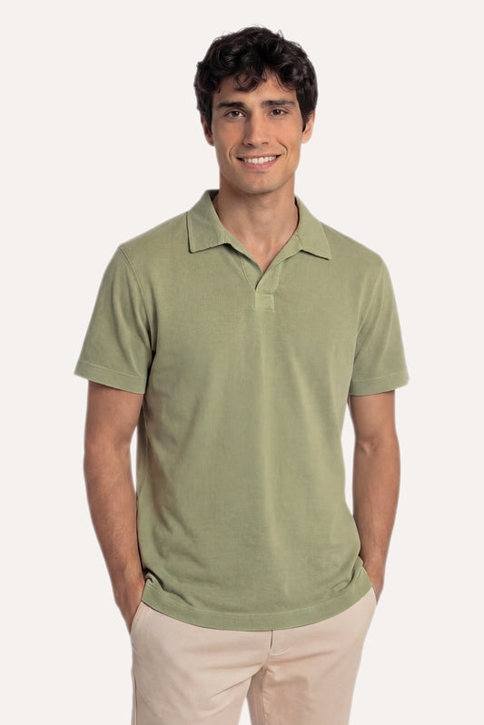 POLO JERSEY SIN BOTONES VERDE OLIVA