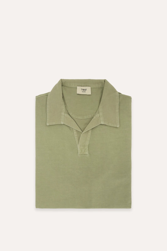 POLO JERSEY SIN BOTONES VERDE OLIVA